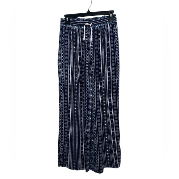 Intimately By Free People Pants - Intimately Free People Navy Boho Bandana Style Print Wide Leg Pants sz